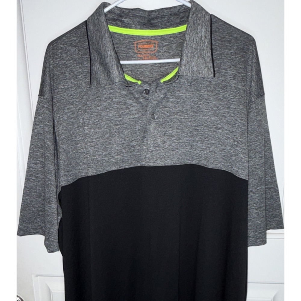 Foundry Gray Black 3XLT Big & Tall Men's Polo Shirt Colorblock Short Sleeve
